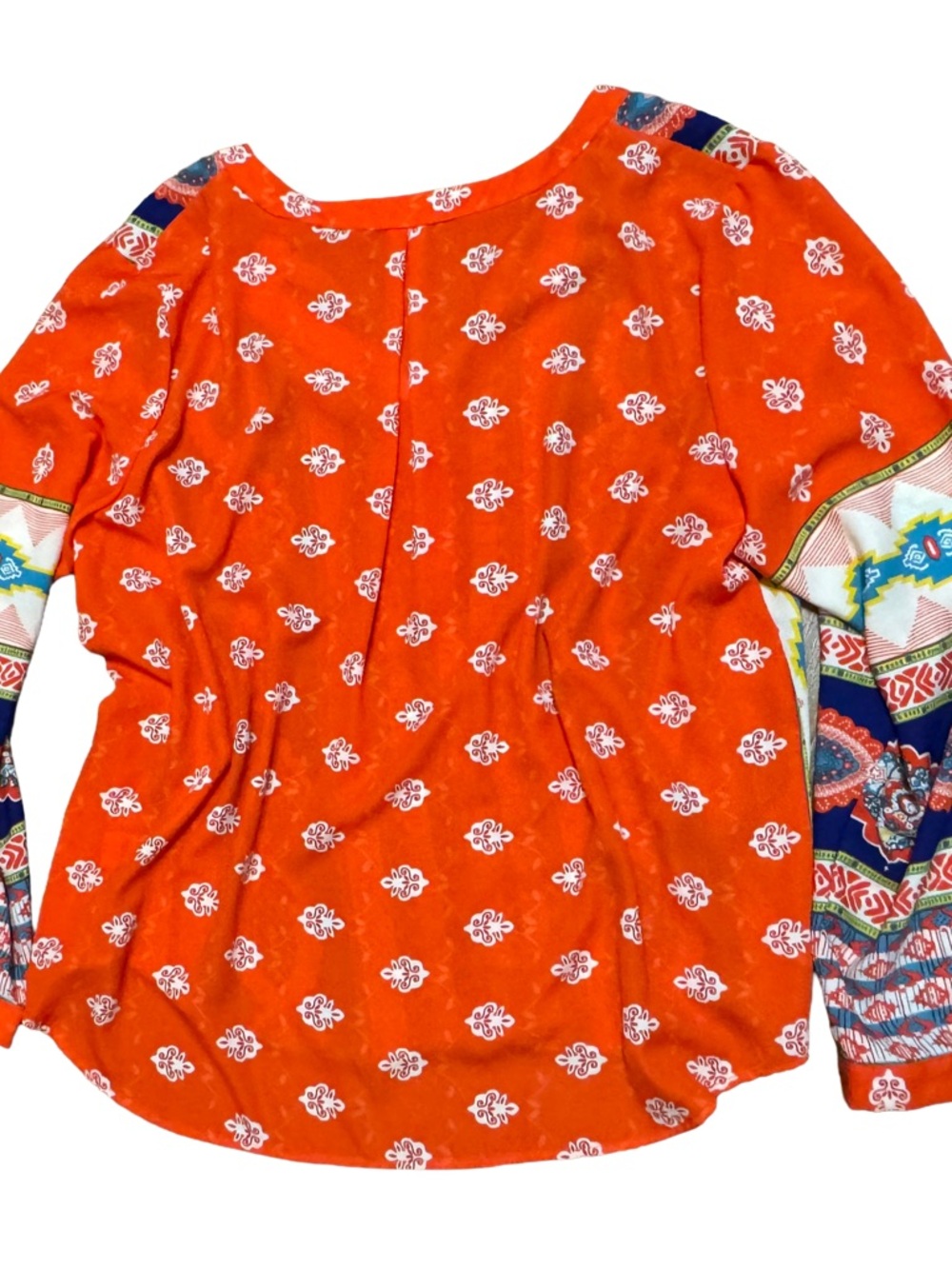 Gibson & Latimer NWT Placement Print Boho Tunic Blouse Size. XL orange Blue - Picture 7 of 13